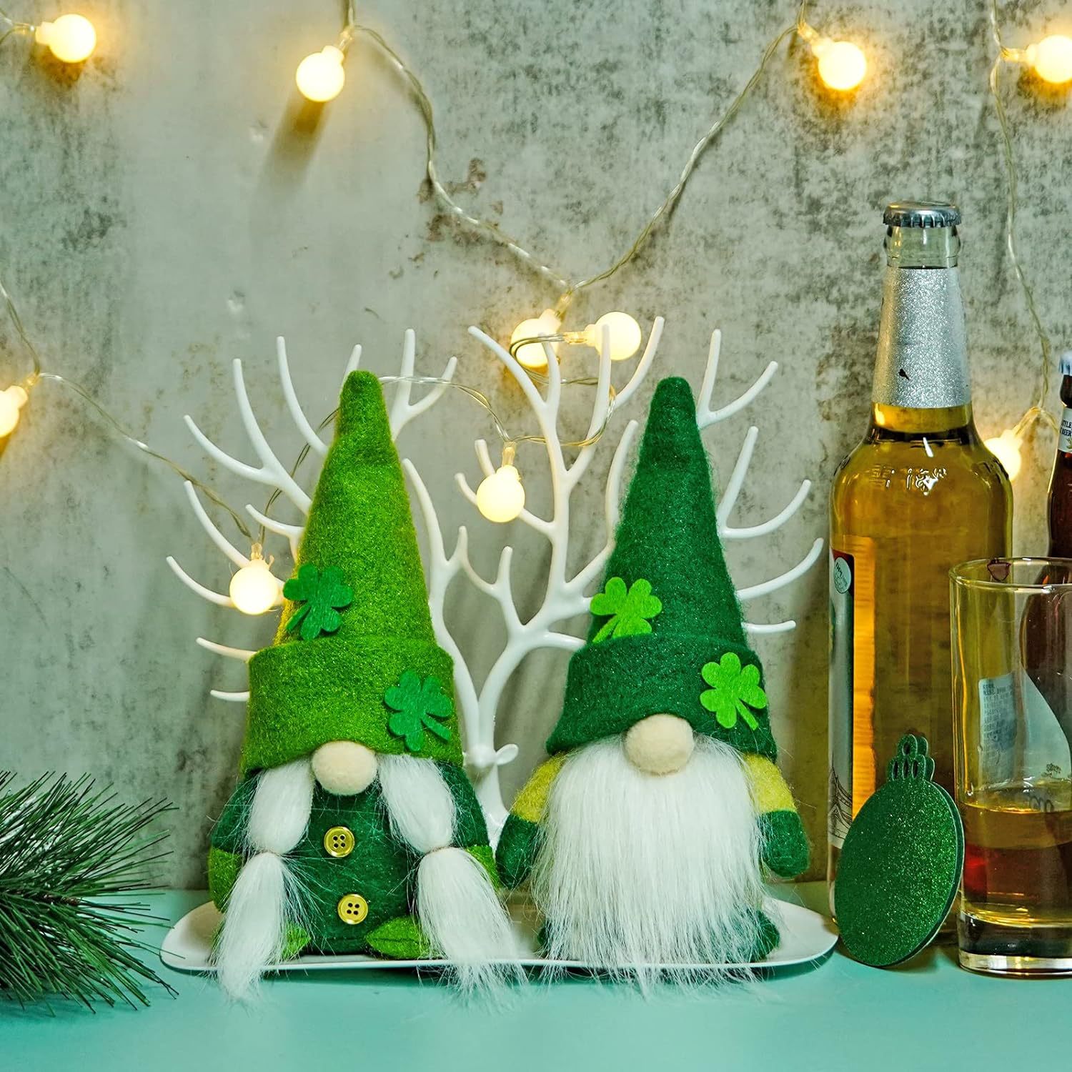 Día de San Patricio muñeca sin rostro decoración muñeca irlandesa día trébol Rudolf tema Fiesta Decoración