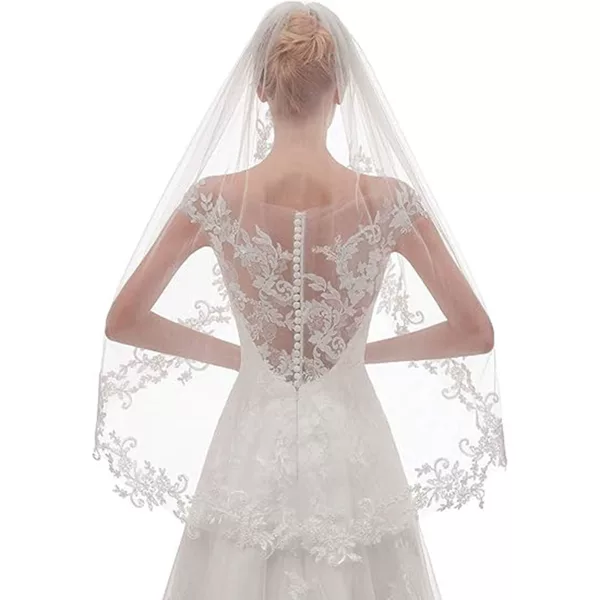 European and American Foreign Trade Short Wedding Dress Accessories, Headwear for Outdoor Photography, Bridal Veil, Single-Layer Lace Appliqué Veil