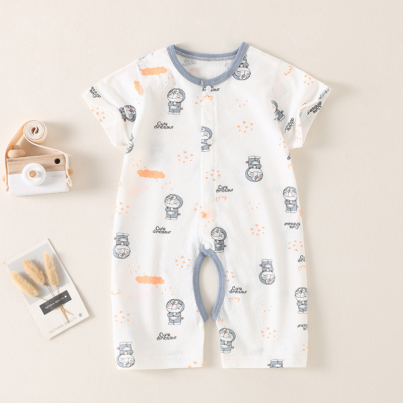 Baby Baby Jacquard Jumpsuit Summer Thin Kidsren's Crawling Suit Baby Men's and Women's Short Pajamas Boneless Air-Conditioned Clothing Baby Baby Jacquard Jumpsuit Summer Thin Kidsren's Crawling Suit Baby Men's and Women's Short Pajamas Boneless Air-Conditioned Clothing