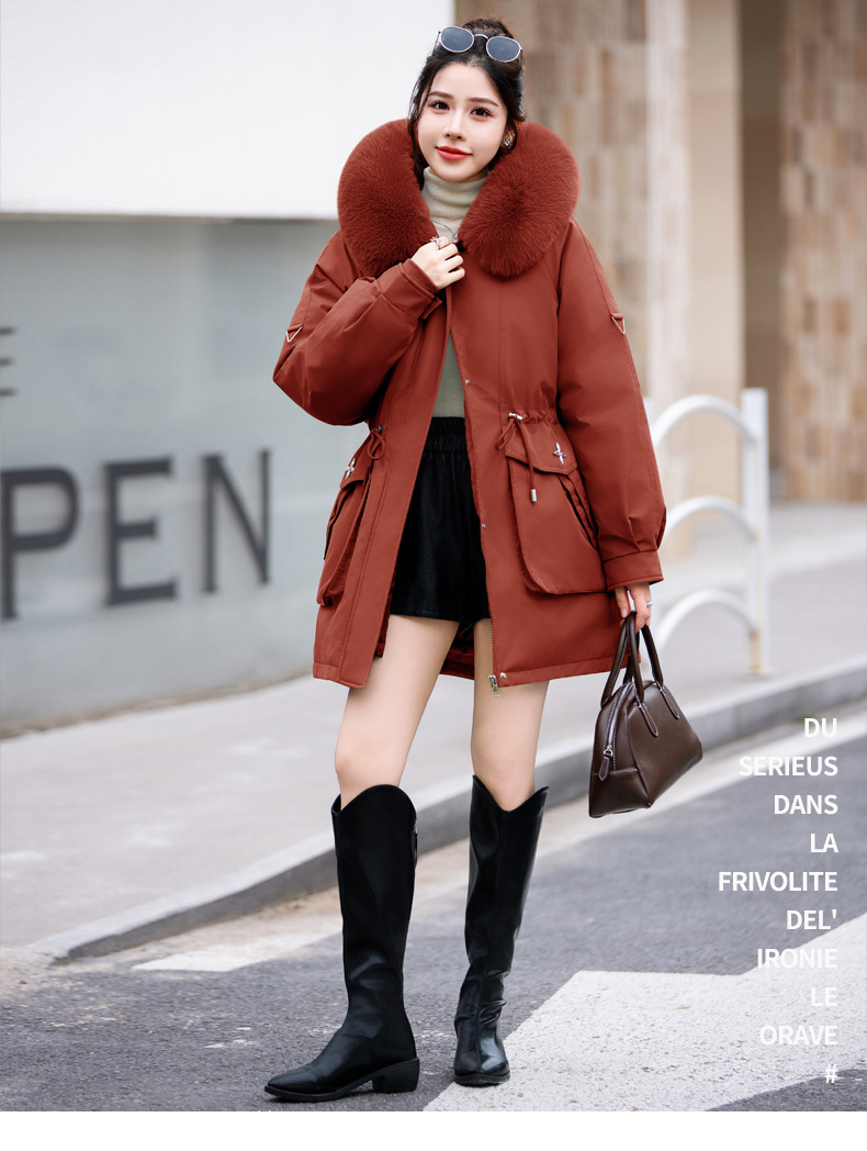 Abbigliamento da donna cappotto parka di grandi dimensioni cappotto in cotone con collo largo da donna stile coreano più vita in velluto cappotto caldo in cotone tendenza da donna_voghion.com