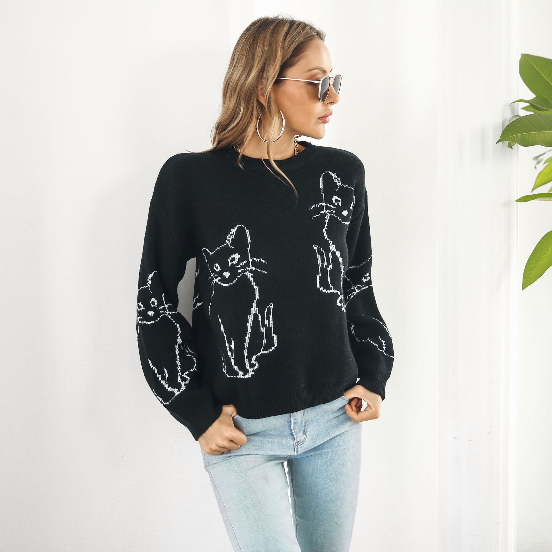 Cat Pattern Sweater Image 4