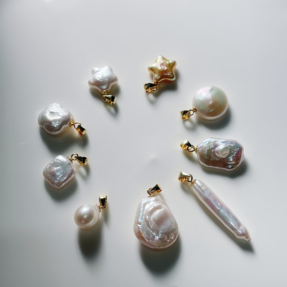 S925 Silver Gold-Colored Melon Seed Clasp Pendant Irregular Baroque Pearl Necklace Jewelry Store Display Silver Jewelry Wholesale Supply