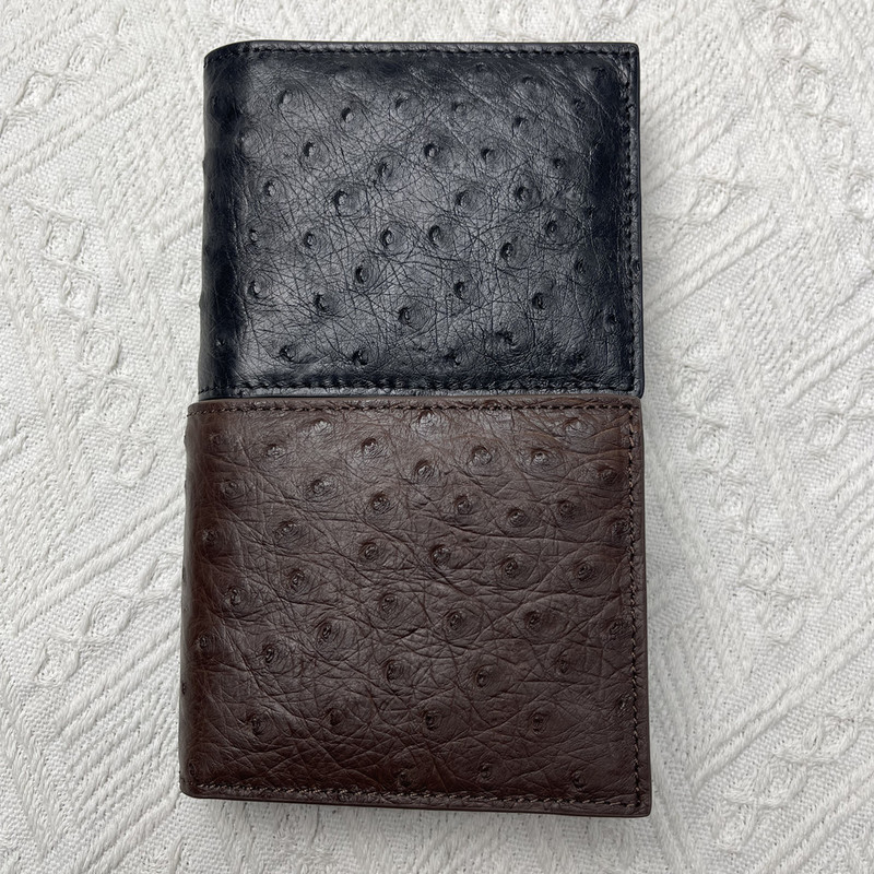 Ostrich Leather New Men's Wallet Short Genuine Leather Wallet Integrated Card Holder Business Casual Small Wallet Cross-Border Wholesale Ostrich Leather New Men's Wallet Short Genuine Leather Wallet Integrated Card Holder Business Casual Small Wallet Cross-Border Wholesale