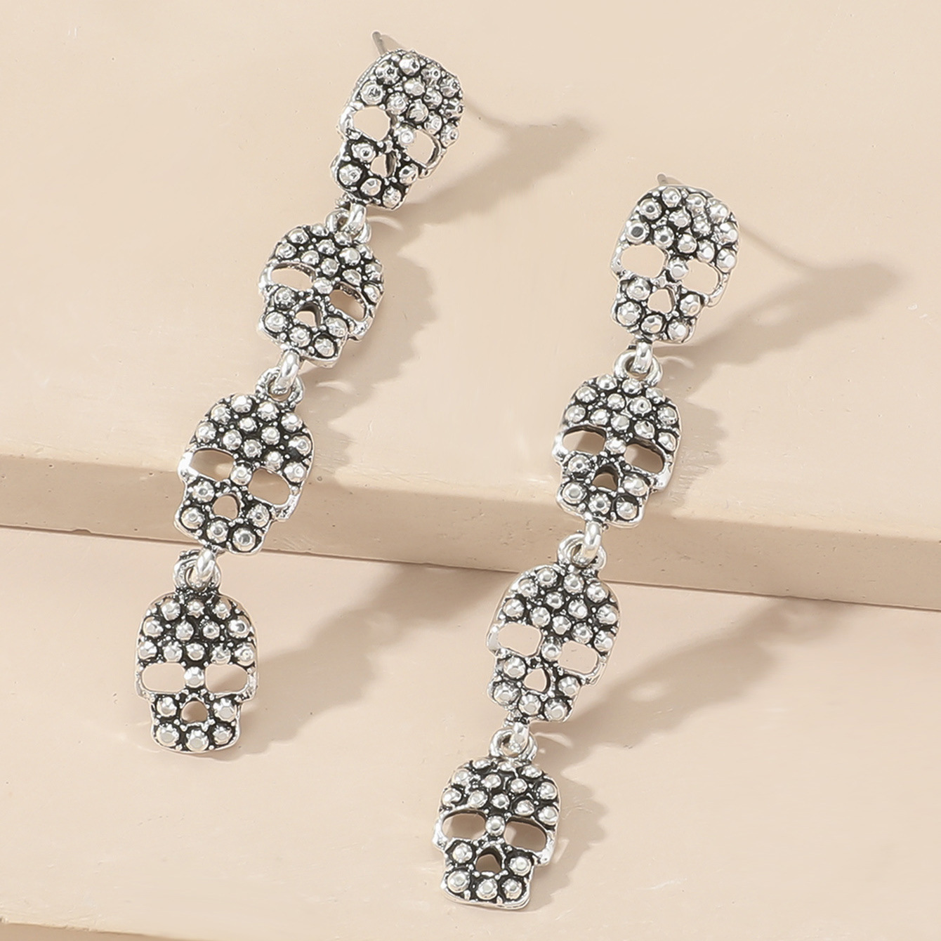 Alloy Material Halloween Festival 1 Pair Halloween Classic Style Skull Plating Alloy Drop Earrings
