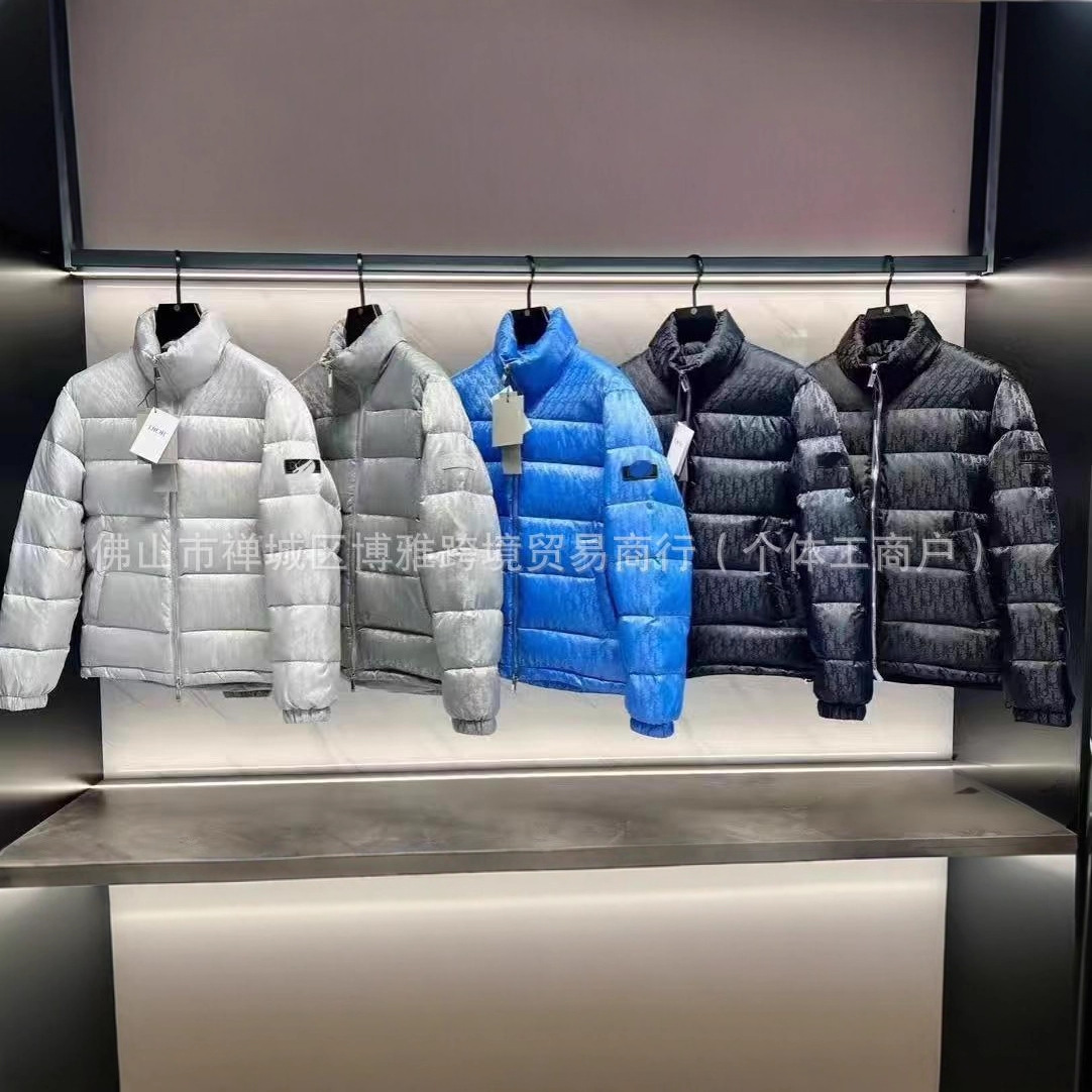 Dijia Correct Version Full-Print Dark Floral down Cotton Jacket for Men and Women, Stand Collar Trendy Brand Thickened Winter Windproof Warm Coat