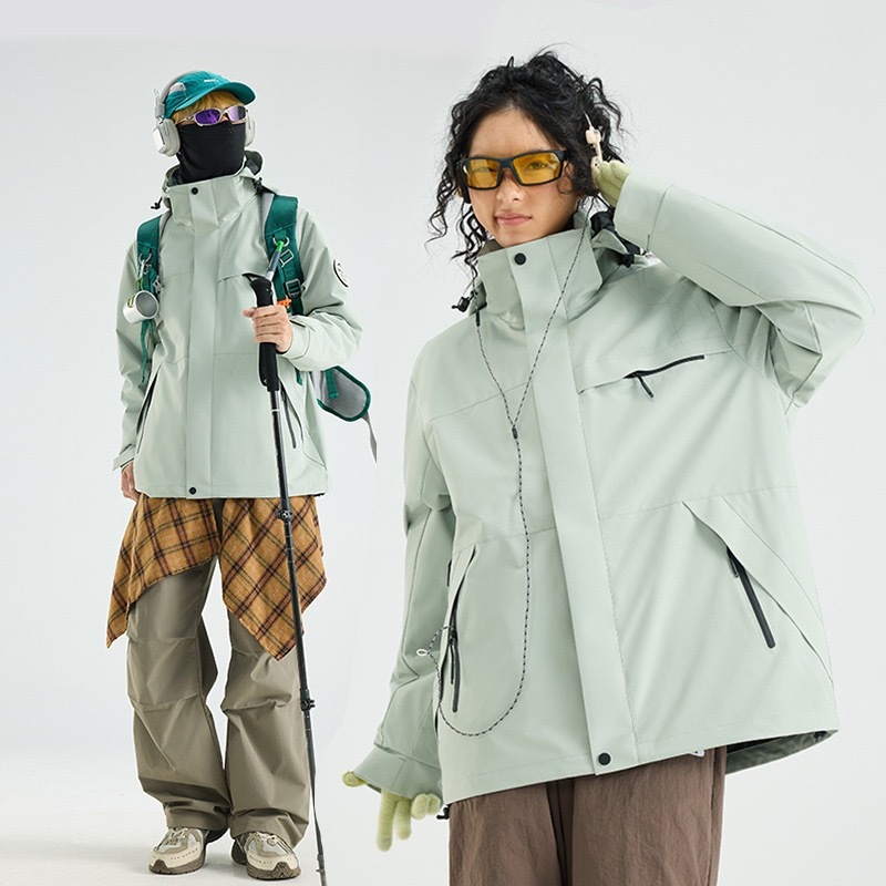 Luo Duo の女性用ジャケット、男性用スリーインワン防風、防水、暖かい 2 点セット、25 新しい小柄な登山服|undefined
