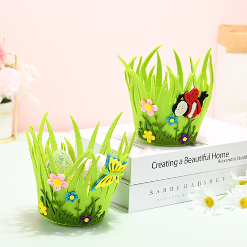 Cross-border new product Hao Bei Easter decorations non-woven round basket Easter decoration ornaments