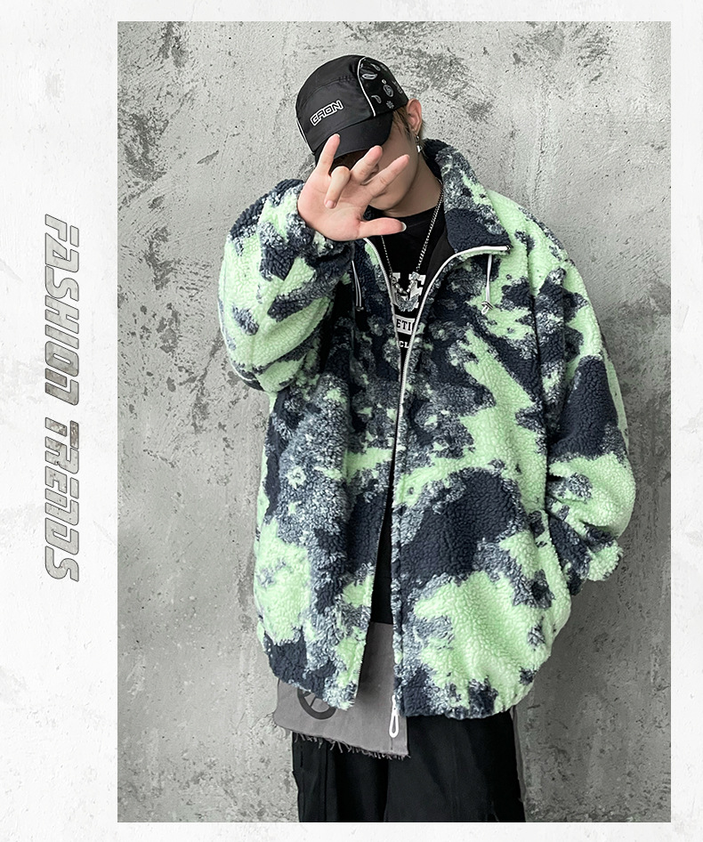 Men's clothing Men's Clothing Fashionable lamb wool jacket for men autumn and winter new loose jacket for men printed cotton coat for men_voghion.com