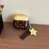 Yellow cover and brown bottom star earphone case case + pendant