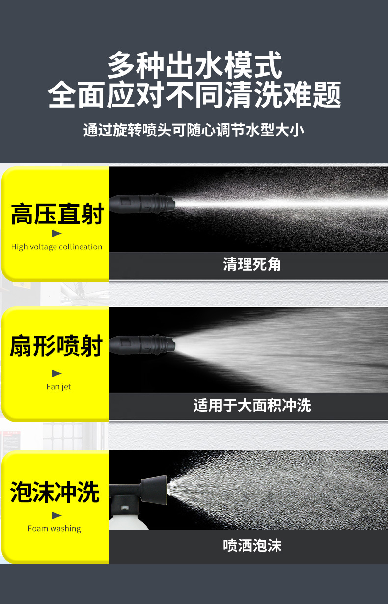 Cross-Border New Car Washing Machine High Pressure 220V110V Household Car Washing Artifact Portable Water Gun Brush Car Water Pump Cleaning Machine