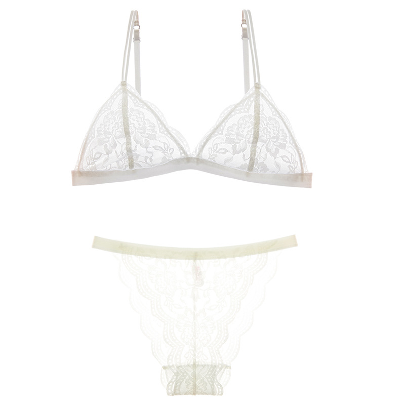 Estilo francés inalámbrico triángulo taza sujetador ultra-Delgado ropa interior cómoda sexy encaje fino bralette ropa interior traje