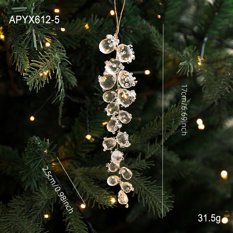 Nuevos productos transparentes cristal acrílico hielo de uva colgante perla colgante colgante de gota de agua colgante decoración de árbol de Navidad colgante