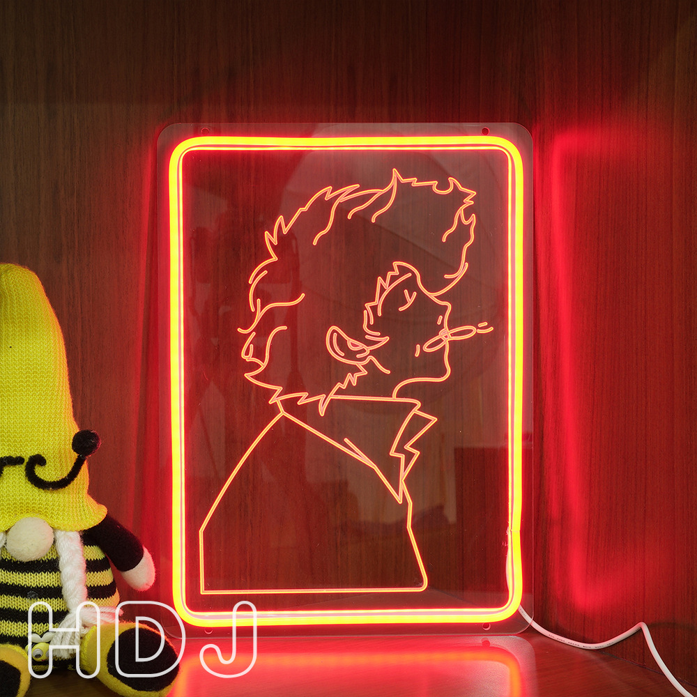 Cartoon comic The neon lights Cowboy Bebop character Modeling lights Acrylic luminescence carving Light board Cross border Supplier