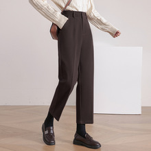 2025秋冬毛呢九分直筒裤八分小个子加厚显瘦高腰修身休闲阔腿裤女