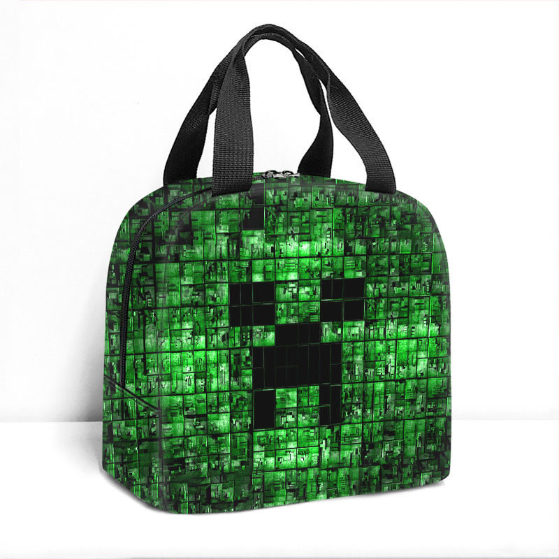 Minecraft ランチバッグ漫画アニメーション小中学生食事バッグ子供用アイスバッグ屋外食事バッグポータブルランチボックスバッグ|undefined