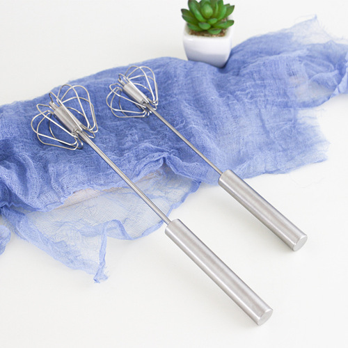 Stainless steel semi-automatic egg beater home use egg cream flour mixer push-type manual egg beater