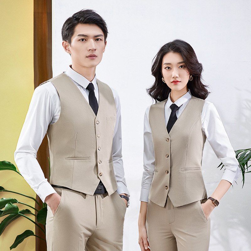 Professional Suit Vest Summer Thin High-end Bank Sleeveless Vest Lined Overalls British Style for Men and Women Professional Suit Vest Summer Thin High-end Bank Sleeveless Vest Lined Overalls British Style for Men and Women
