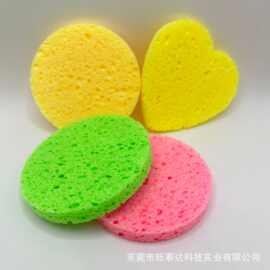 压缩吸水膨胀海绵片 圆形木浆棉亲肤洗脸扑 海藻海绵洁面扑卸妆绵