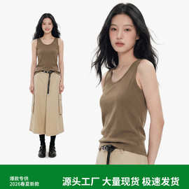 160g雪花棉宽肩背心百搭基础款无袖打底衫中性纯色上衣女网红爆款