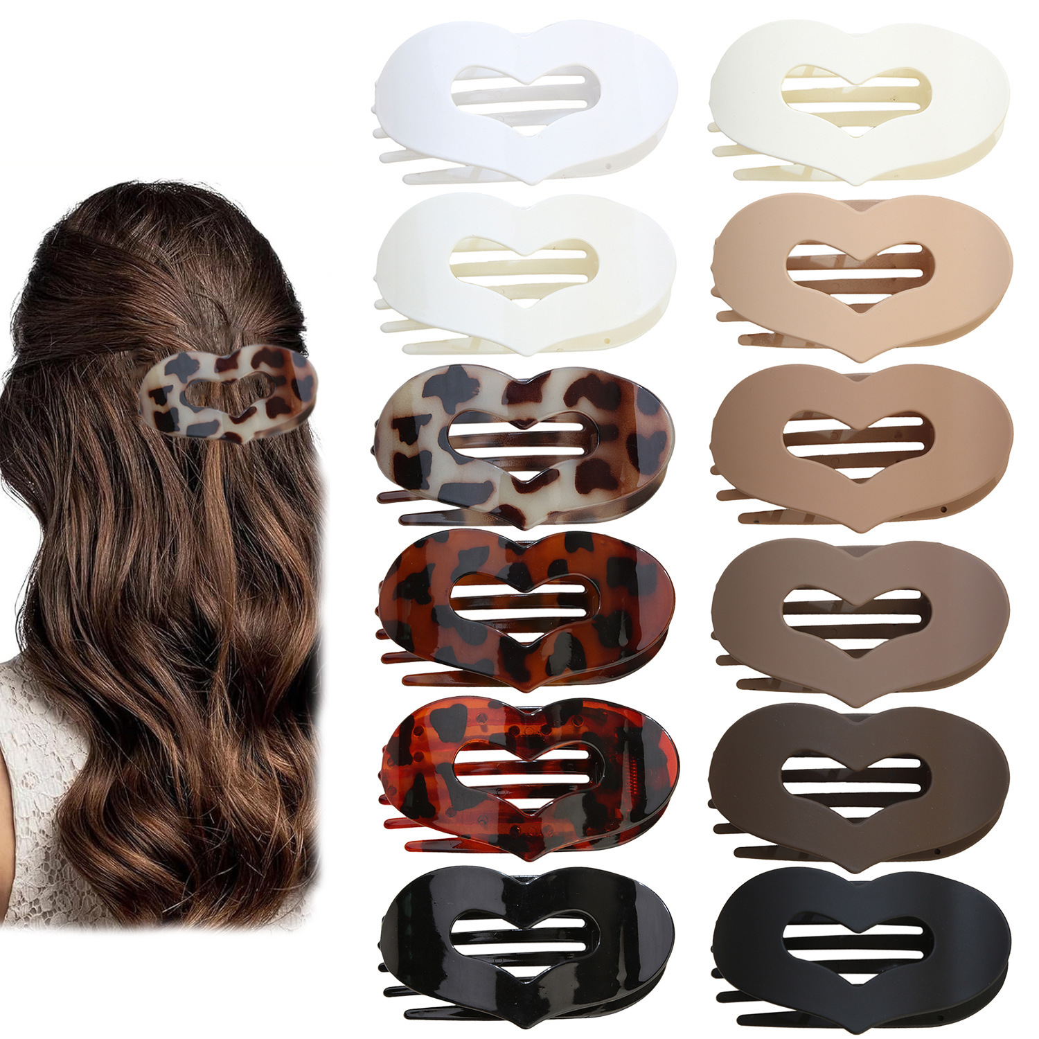 Amazon Best-Seller Haarklammer Set - Matte Krallen-Clips für den Hinterkopf, ovale Entenschnabel-Clips, eckige Hai-Clips, Haarschmuck