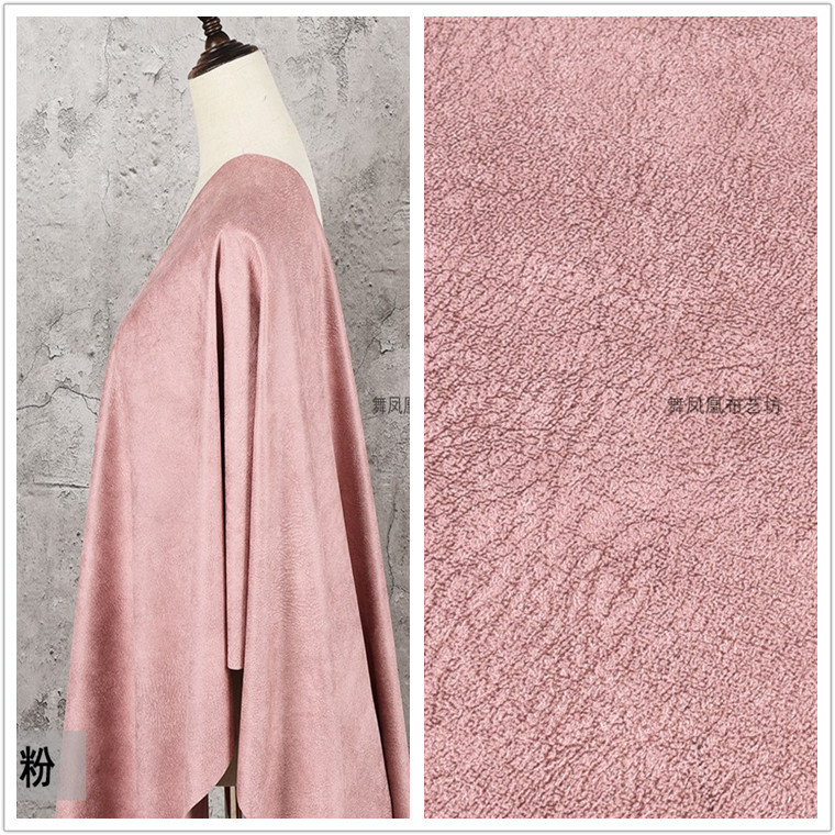 皮粉色 海岛绒磨砂绒麂鹿皮绒烫金印花面料 仿真皮纹荔枝纹布料