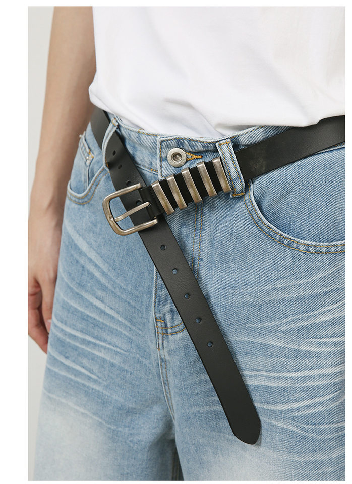 Quần jean nam ống đứng dáng suông rộng, vải denim giặt nước hiệu ứng nếp gấp, phong cách đường phố — Màu xanh lam chi tiết 18