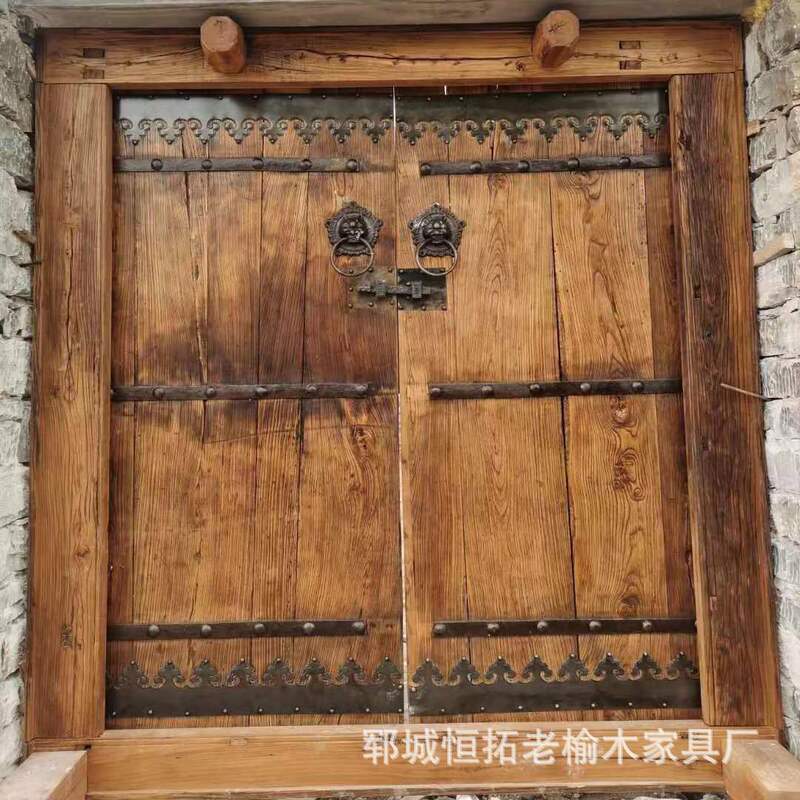 Old elm wood entrance door rural B & B double door solid wood complete set of opposite door antique villa door