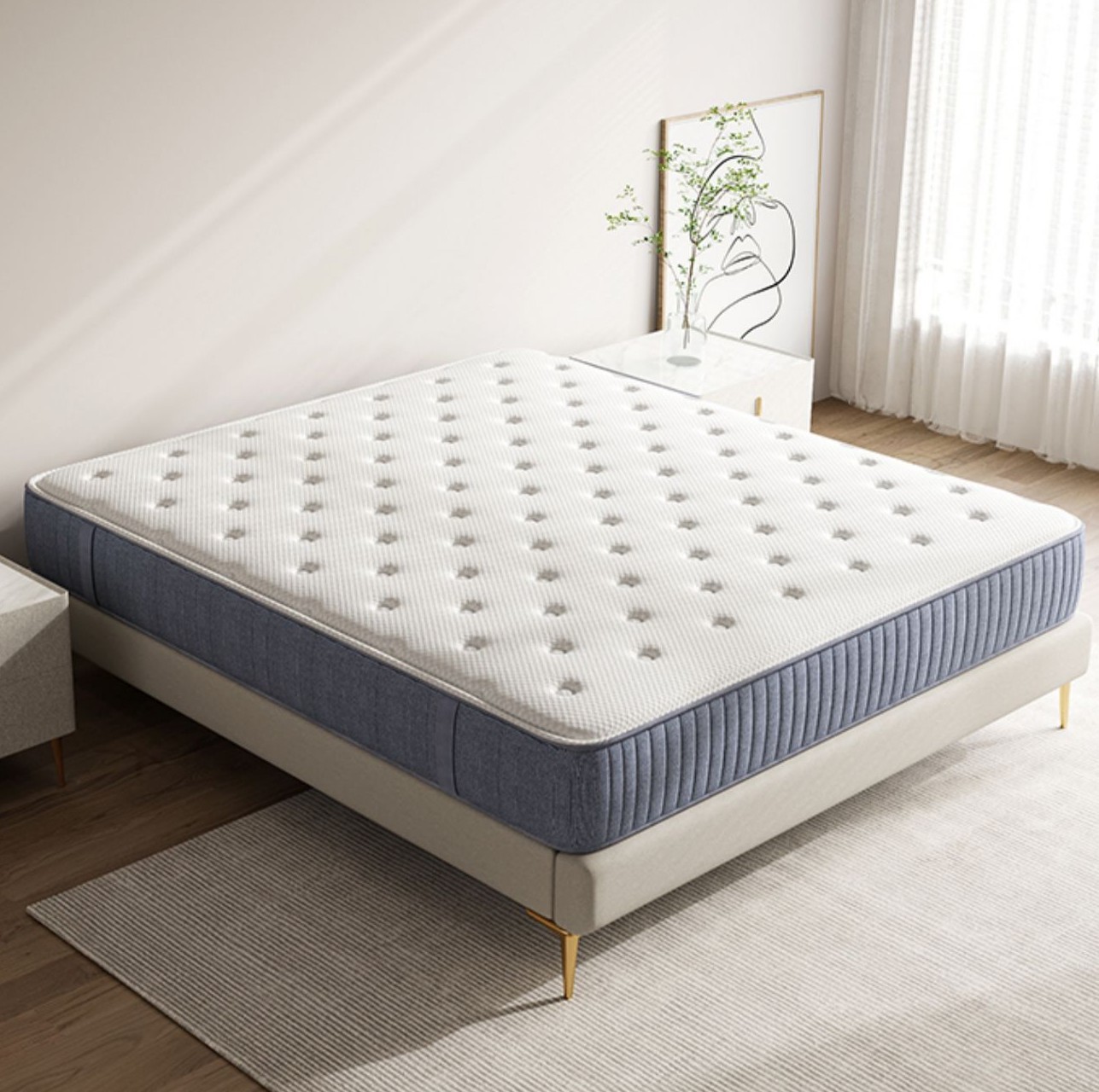 Independent bag spring latex mattress with knitted surface, thickened double bed household mattress, 1.8 meters, medium softness hardness