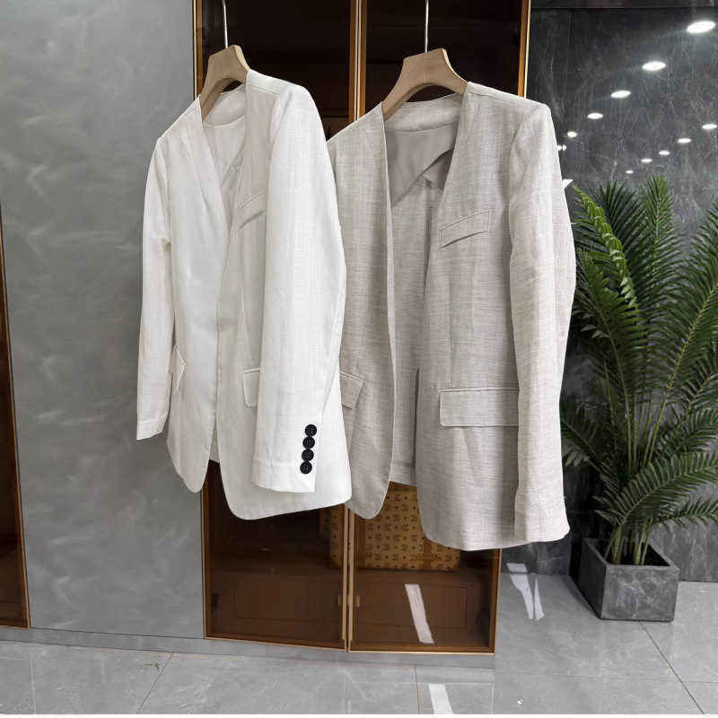 A High-End, Old Money Style That Will Captivate You at First Glance! Women's Tencel Linen V-Neck Blazer A High-End, Old Money Style That Will Captivate You at First Glance! Women's Tencel Linen V-Neck Blazer