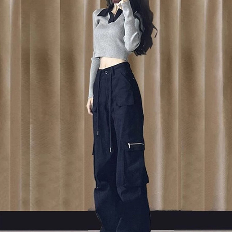 2024 가을과 겨울 2024 새로운 봄과 가을 짧은 캐주얼 바지 트렌디 한 어린이를위한 미국식 힙합 하이 스트리트 바지