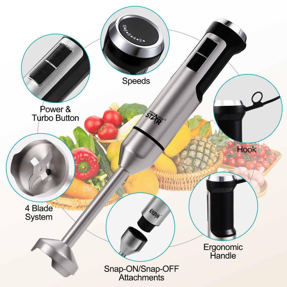 WinningStar hogar transfronterizo estándar británico jugo europeo cocina carne molida multifunción 2 y 1 barra de mezcla de mano