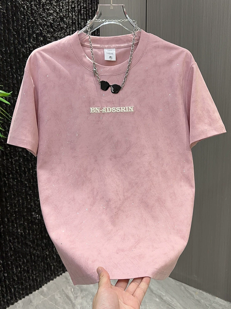 Мужская футболка с круглым вырезом, коротким рукавом, принтом тай-дай, модная брендовая модель 2025 года, элегантная, доступная роскошь, стильная пара.