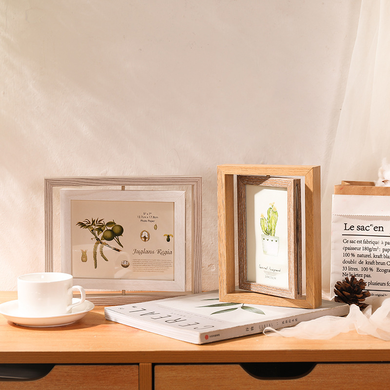 Creative 6 7 8inch Double-Sided Rotating Photo Frame Table Washed Photo Scandinavian Ins Personalized Ornaments Couple DIY Photo Frame