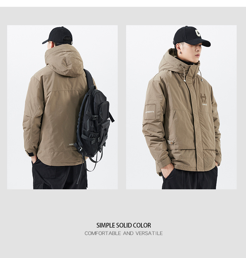 Veste de sport à capuche épaisse et longue pour homme, haut de gamme, style décontracté, de marque américaine, tendance, hiver_voghion.com