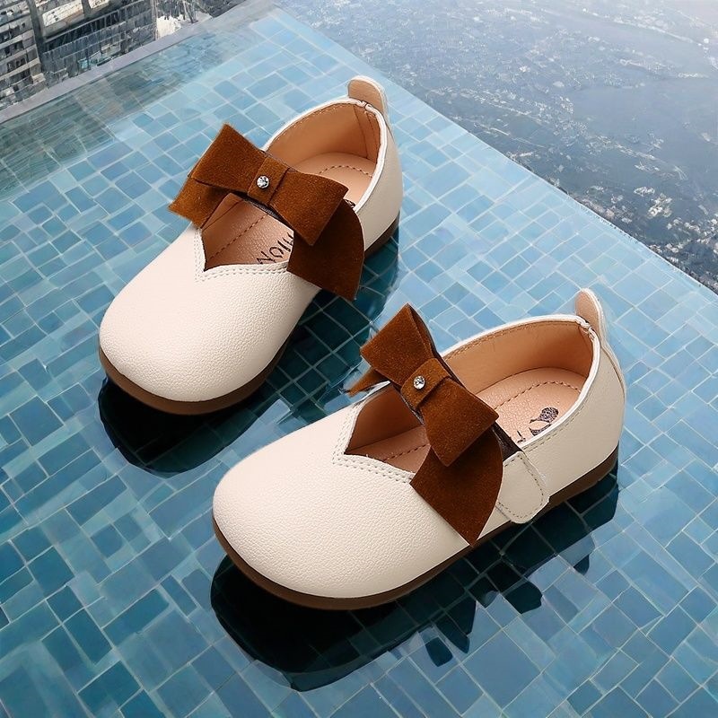 Zapatos de Cuero para Niñas de Cuero Sintético y Suela TPR Antideslizantes para Bebés y Niñas