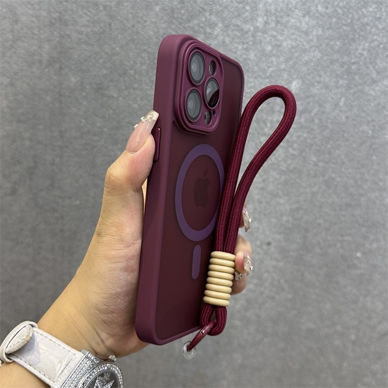 适用苹果17Promax肤感磁吸磨砂手机壳挂绳iPhone16玻璃镜头膜全包|undefined
