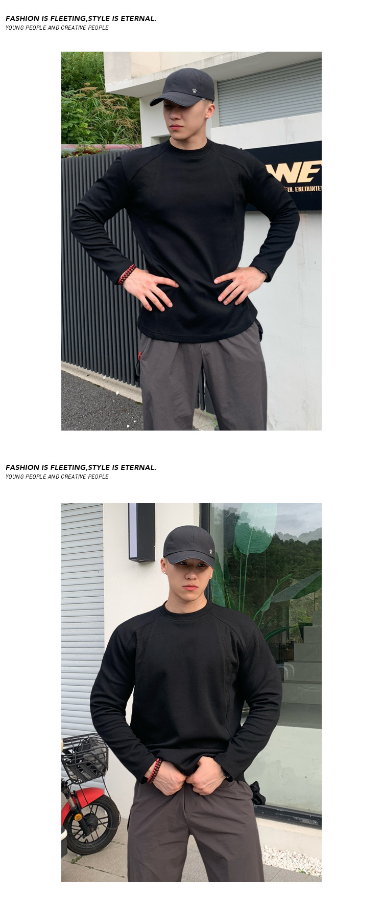 Heavyweight Cotton Long Sleeve T-shirt For Men Oversized Ribbed_voghion.com