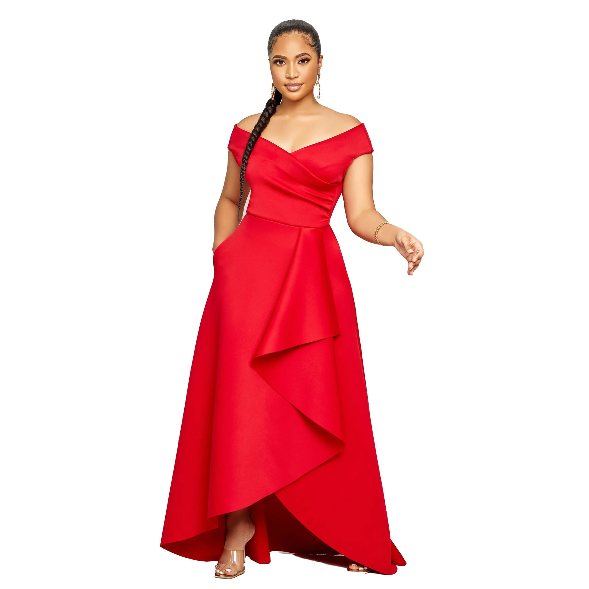Women's Sexy Slim Fit One Shoulder Sleeveless Large Skirt Dress Solid Color_ecoleips.com
