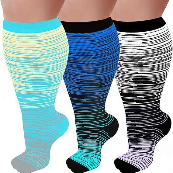 Amazon Plus Size Compression Socks for Men and Women, Extra Large Knee-High Support Circulation Wide Calf Sports Pressure Socks
