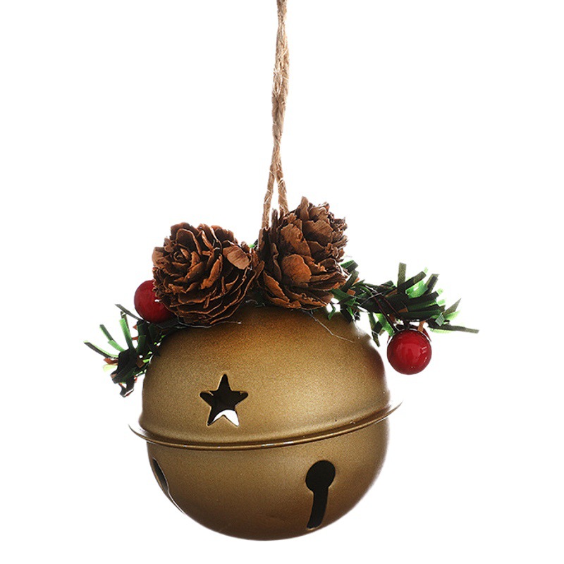 Navidad árbol decoraciones nórdico creativo oro rojo metal campana colgante Navidad decoración Pino fruta roja adornos de frutas