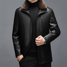 男士真皮皮衣男皮毛一体2025冬季新款加绒加厚中老年皮夹克外套潮