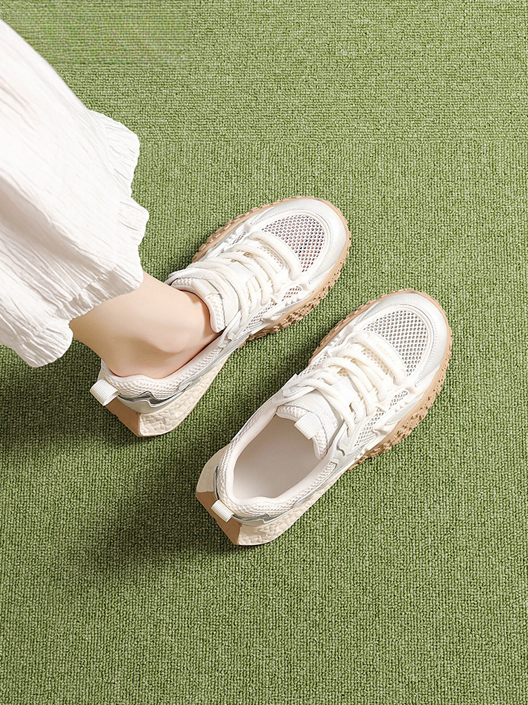 Giày sneaker lưới trắng nữ hè 2025 thoáng khí phối chân váy phong cách Đức Huấn — Đỏ3125101341, Màu hoa cà 3125101341, Bạc 3125101341