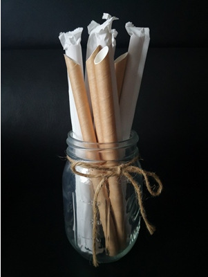 Desechable engrosada bolsa de papel de 4 capas de gran diámetro en Punta boca papel paja tubo recto bebida leche té paja 12MM