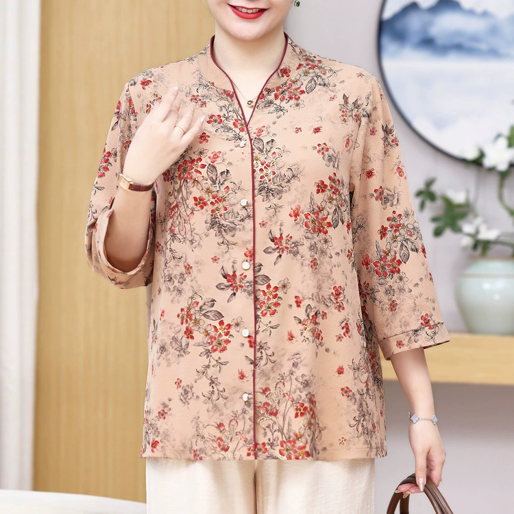 Одежда больших размеров для бабушек, летние новые кардиганы, топы для женщин среднего и пожилого возраста, эластичные очень большие рубашки, одежда для мам 60-70 лет
