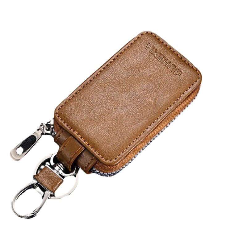 Men's car key bag business leather texture zipper universal large capacity creative waist multi-function key bag