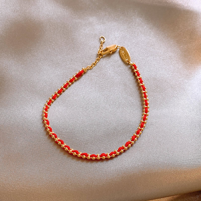Good Luck in the Year of Birth Woven Red Bracelet Bracelet Retro Accessible Luxury Niche Elegant Exquisite Hand Jewelry 2025 New Style