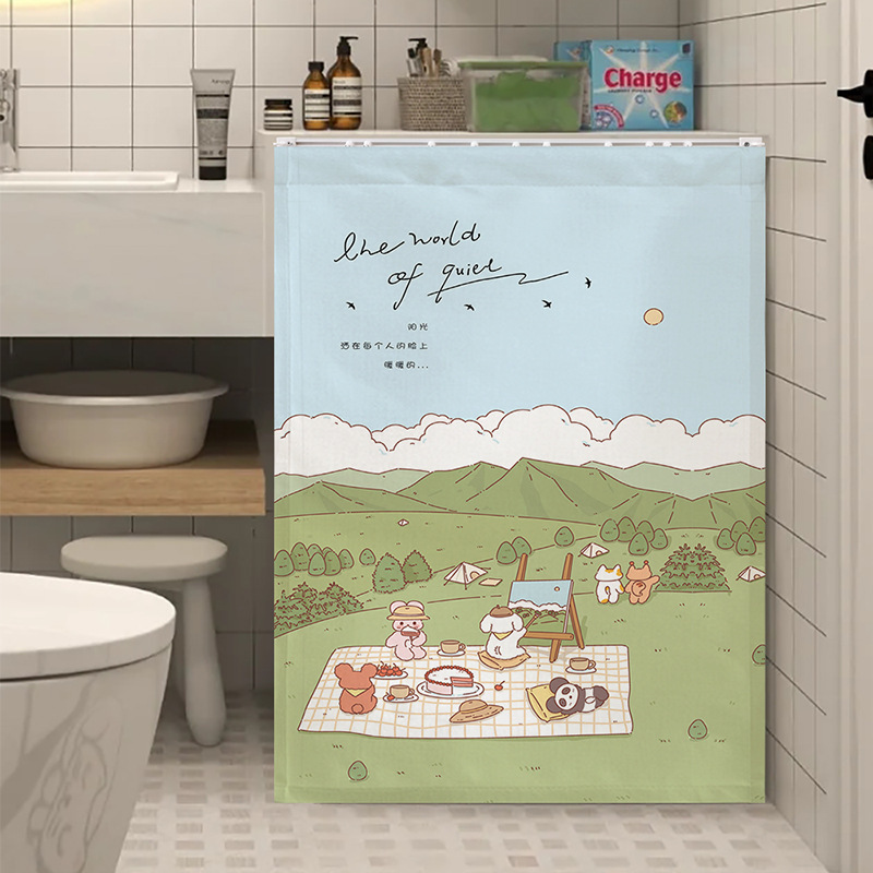 Punch-free Drum Washing Machine Cloth Curtain Household Balcony Washbasin Heat Insulation Sun Protection Curtain Shoe Cabinet Cartoon Shade Curtain Punch-free Drum Washing Machine Cloth Curtain Household Balcony Washbasin Heat Insulation Sun Protection Curtain Shoe Cabinet Cartoon Shade Curtain