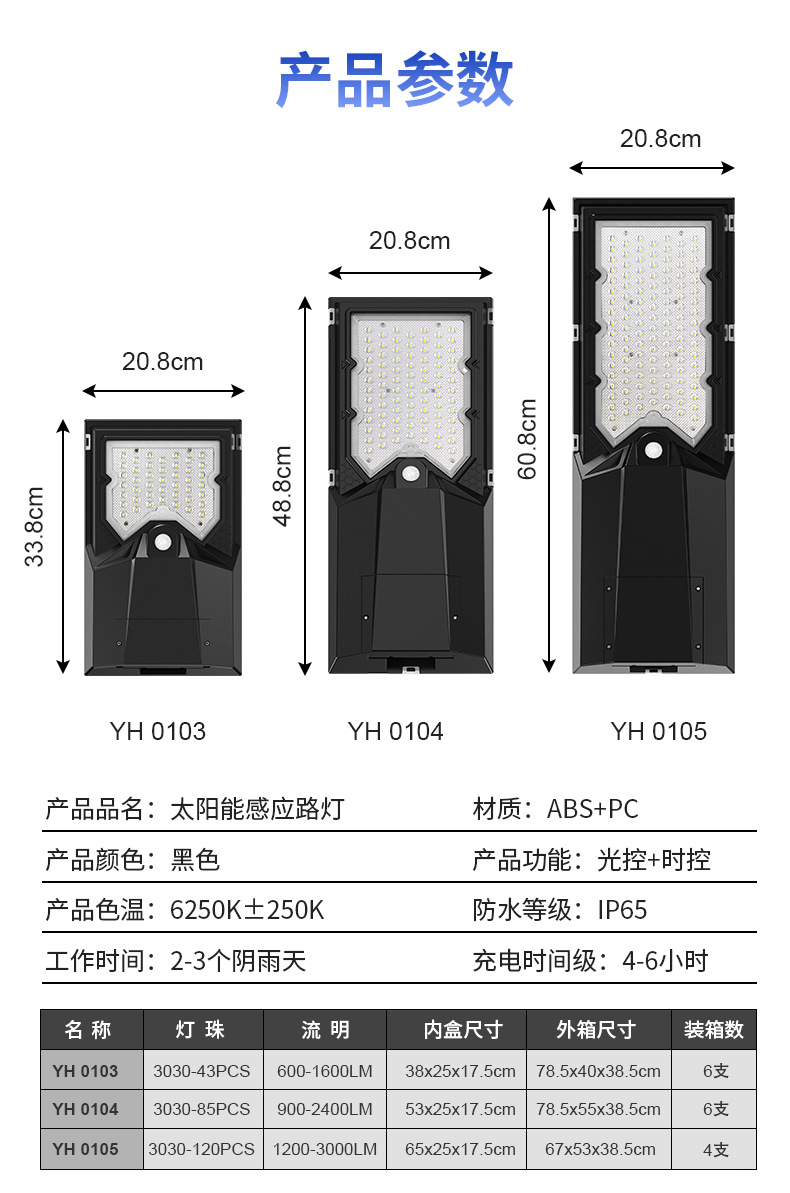 太阳能户外一体化太阳能人体感应路灯防水家用室外庭院太阳能路灯详情13