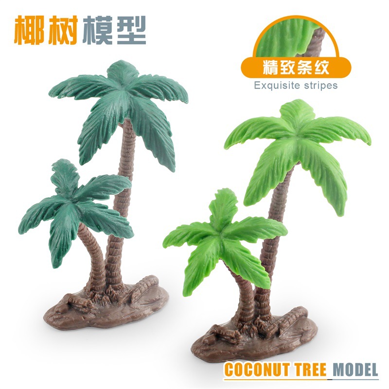 Modelo de árbol de simulación transfronteriza planta cognitiva para niños decoración de árbol de coco decoración de escritorio árbol pequeño escena de mesa de arena juguete