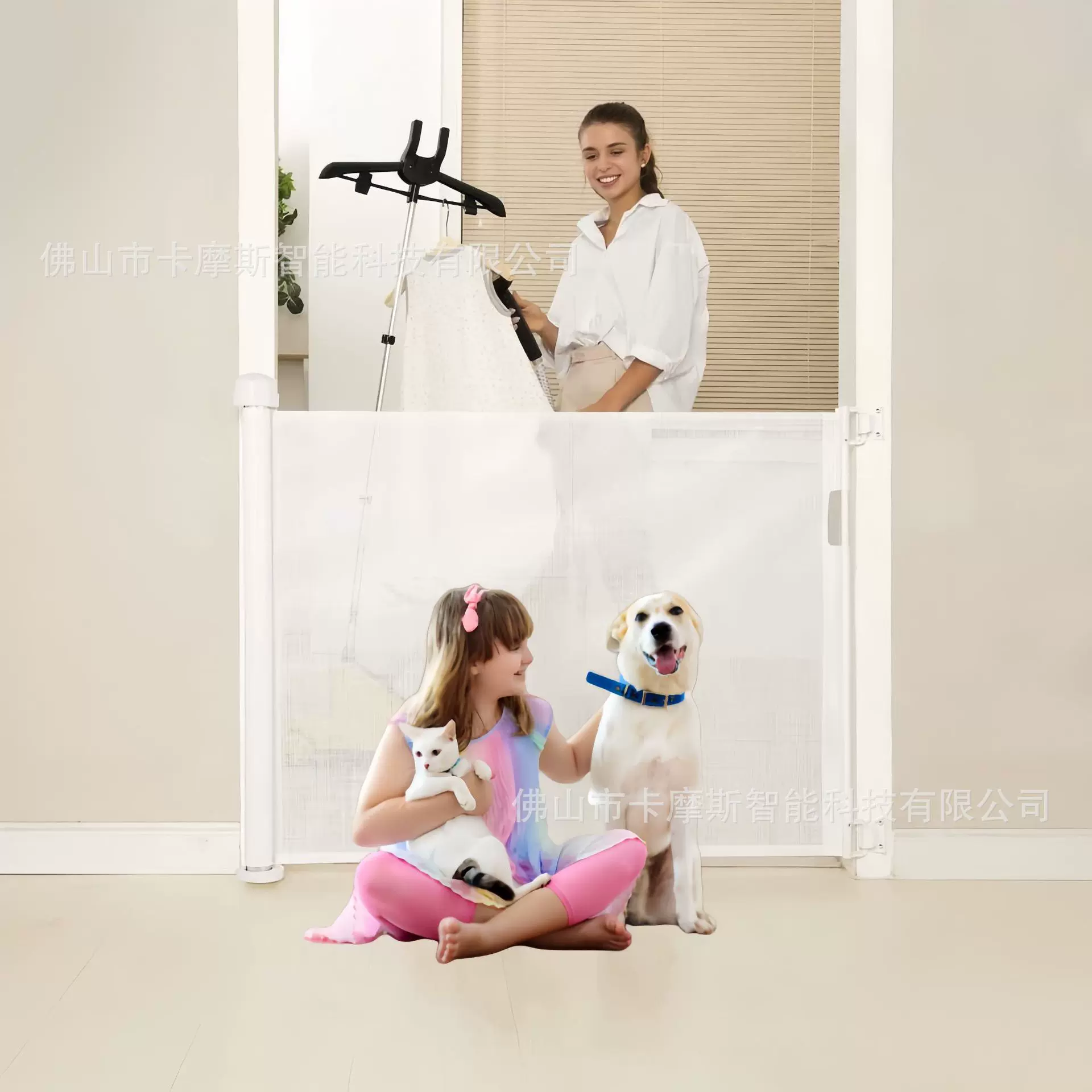 宠物儿童伸缩安全门栏楼梯防护门栏可免打孔